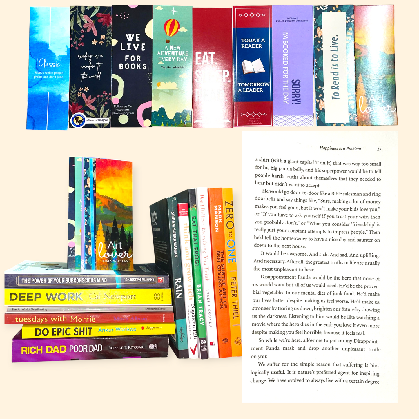 12 Bestselling Self Help Books Combo + FREE 10 Bookmarks | Motivation, Mindset, Success | Premium Set
